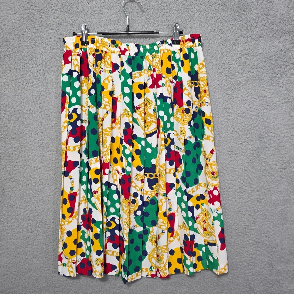 Andrea Gayle A-Line Skirt Womens 1X Colorful Geometric Pleated Front Pull On - Picture 5 of 5